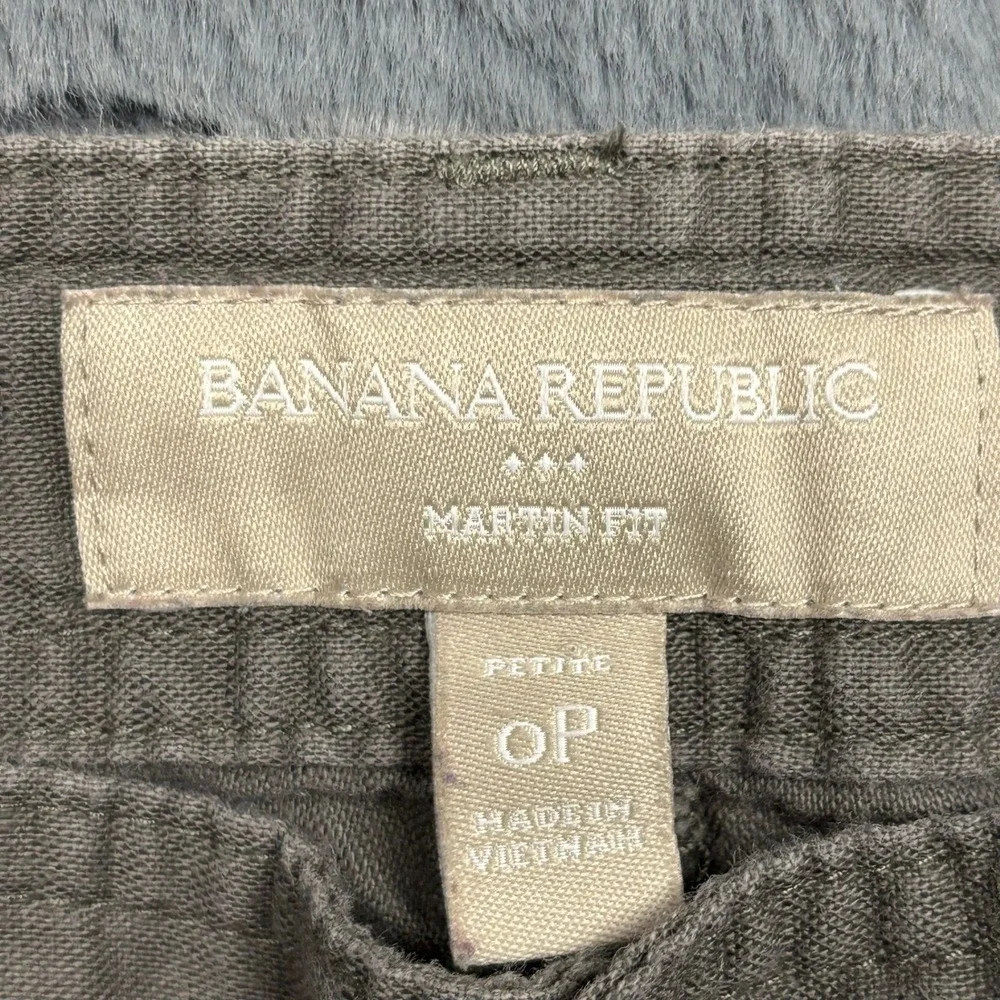 Banana Republic Martin Fit Cargo Pants Womens 0P Gray Linen Blend Crop Utility